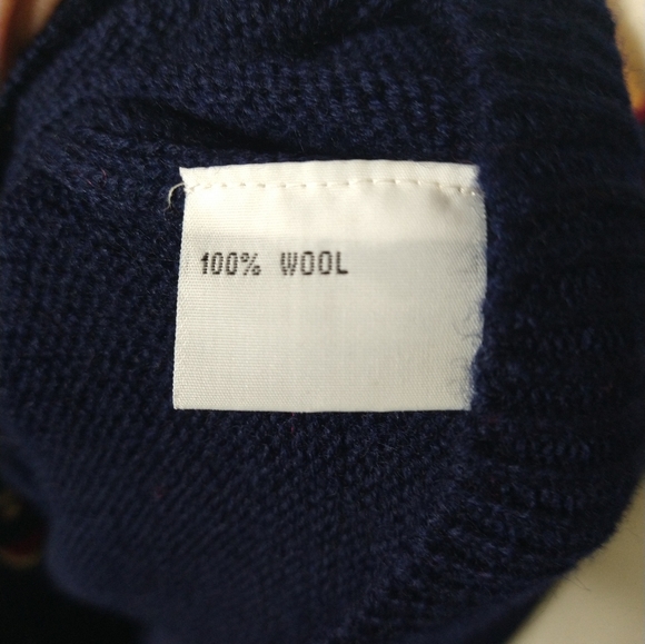 Alice Collins Navy Sweater with Argyle Design 100% Wool Women's Size Small - Picture 6 of 7